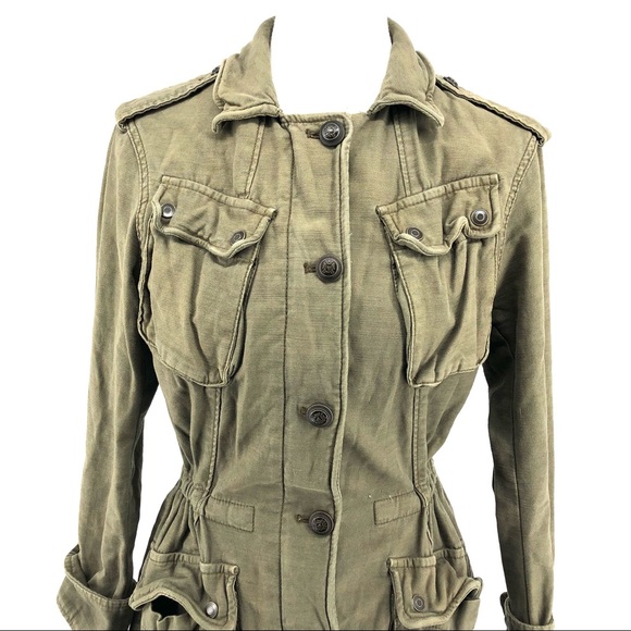 Free People Olive Green Not Your Brothers Cargo Style Jacket Coat - Picture 3 of 12